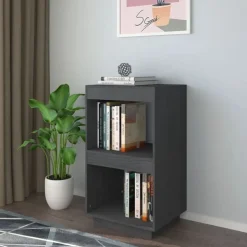 vidaXL bogreol 40x35x71 cm massivt fyrretræ grå