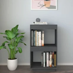 vidaXL bogreol 40x35x71 cm massivt fyrretræ grå