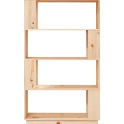 vidaXL bogreol/rumdeler 80x25x132 cm massivt fyrretræ