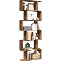 vidaXL bogreol/rumdeler 70x24x193 cm 6 niveauer konstrueret træ
