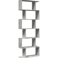 vidaXL bogreol/rumdeler 70x24x193cm 6niveauer konstrueret træ betongrå