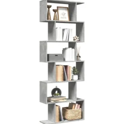 vidaXL bogreol/rumdeler 70x24x193cm 6niveauer konstrueret træ betongrå