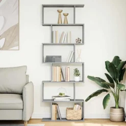 vidaXL bogreol/rumdeler 70x24x193cm 6niveauer konstrueret træ betongrå