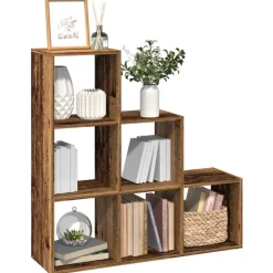 vidaXL bogreol/rumdeler 99x29x99 cm 3 niveauer konstrueret træ hvid