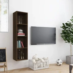 vidaXL bogreol/tv-skab 143x30x36 cm konstrueret træ brun egetræ