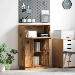 vidaXL Bord med dør Gammelt træ 71,5 x 31,5 x 106,5 cm Konstrueret træ
