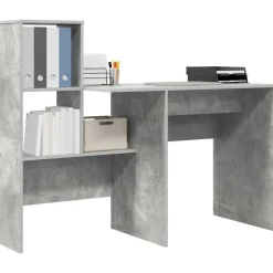 vidaXL Bord med hylde Beton Grå 131,5 x 50 x 106,5 cm Konstrueret træ
