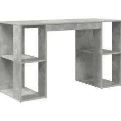 vidaXL Bord med hylde Beton Grå 130 x 50,5 x 75 cm Konstrueret træ