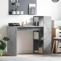 vidaXL Bord med hylde Beton Grå 108 x 55 x 103.5 cm Konstrueret træ