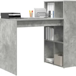 vidaXL Bord med hylde Beton Grå 108 x 55 x 103.5 cm Konstrueret træ
