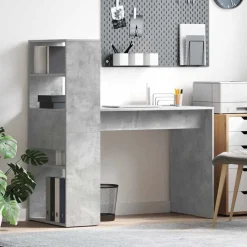 vidaXL Bord med hylde Beton Grå 113 x 54 x 120 cm Konstrueret træ