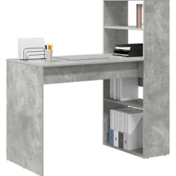 vidaXL Bord med hylde Beton Grå 113 x 54 x 120 cm Konstrueret træ