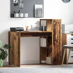 vidaXL Bord med hylde Gammelt træ 108 x 55 x 103.5 cm Konstrueret træ