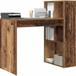vidaXL Bord med hylde Gammelt træ 108 x 55 x 103.5 cm Konstrueret træ