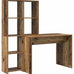 vidaXL Bord med hylde Gammelt træ 138,5 x 55 x 143 cm Konstrueret træ