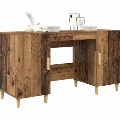 vidaXL Bord med hylde Gammelt træ 140 x 50 x 75 cm Konstrueret træ
