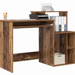 vidaXL Bord med hylde Gammelt træ 120,5 x 44 x 88,5 cm Konstrueret træ