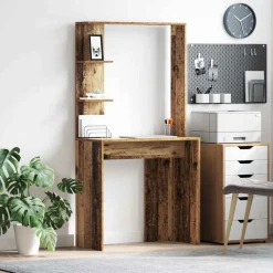 vidaXL Bord med hylde Gammelt træ 78,5 x 37 x 154,5 cm Konstrueret træ
