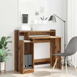 vidaXL Bord med hylde Gammelt træ 97 x 45 x 90 cm Konstrueret træ