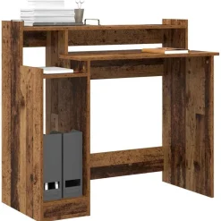 vidaXL Bord med hylde Gammelt træ 97 x 45 x 90 cm Konstrueret træ