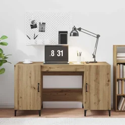 vidaXL Bord med opbevaring Artisan eg 140 x 50 x 75 cm Konstrueret træ