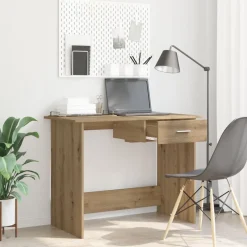 vidaXL Bord med skuffe Artisan Egetræ 100 x 50 x 76 cm Konstrueret træ