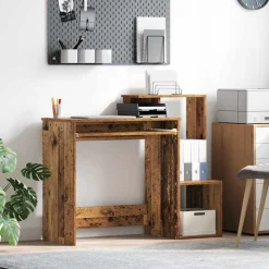 vidaXL Bord med skuffe Gammelt træ 106 x 41 x 88,5 cm Konstrueret træ