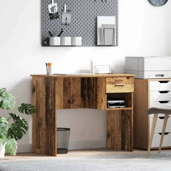 vidaXL Bord med skuffe Gammelt træ 90 x 49 x 75 cm Konstrueret træ