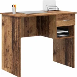 vidaXL Bord med skuffe Gammelt træ 90 x 49 x 75 cm Konstrueret træ