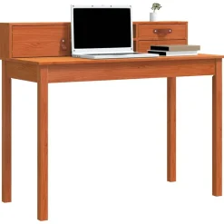 vidaXL Bord med skuffe Voks brun 110 x 50 x 93 cm Solid Fyrretræ