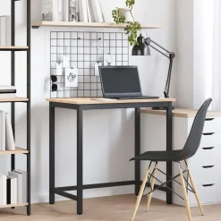 vidaXL bord Naturfarvet 80 x 50 x 77 cm Ingeniørtræ og stål