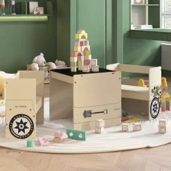 vidaXL bord- og stolesæt til børn 3 dele offroad bildesign MDF