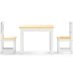 vidaXL bord- og stolesæt til børn 3 dele MDF hvid og beige
