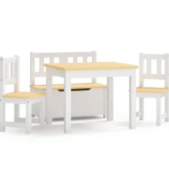 vidaXL bord- og stolesæt til børn 4 dele MDF hvid og beige