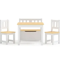 vidaXL bord- og stolesæt til børn 4 dele MDF hvid og beige