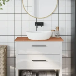 vidaXL bordplade til badeværelse 80x40x1,5 cm ubehandlet massiv bøg