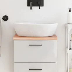 vidaXL bordplade til badeværelse 40x30x2 cm massivt træ lysebrun