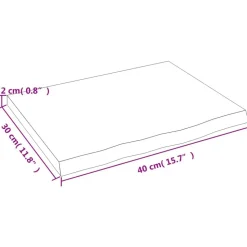 vidaXL bordplade til badeværelse 40x30x2 cm massivt træ lysebrun