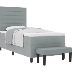 vidaXL Box spring seng med hovedgærde Lysegrå 80 x 200 cm Stof