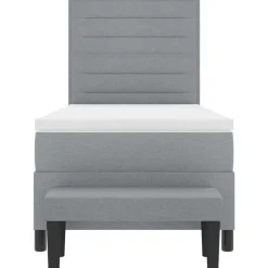 vidaXL Box spring seng med hovedgærde Lysegrå 80 x 200 cm Stof