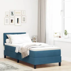 vidaXL Box spring seng med madras Mørk blå 80 x 200 cm Fløjl