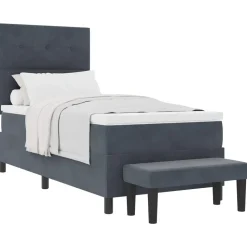 vidaXL Box spring seng med hovedgærde Mørkegrå 200 x 80 cm Fløjl