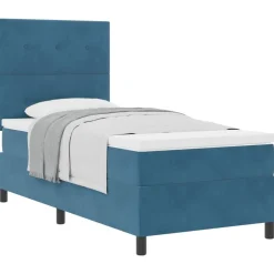 vidaXL Box spring seng med madras Mørk blå 80 x 200 cm Fløjl