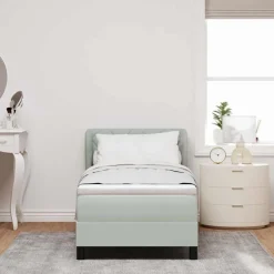 vidaXL Box spring seng med hovedgærde Lysegrå 80 x 200 cm Fløjl