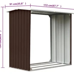 vidaXL brændeskur 172 x 91 x 154 cm galvaniseret stål brun