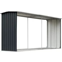 vidaXL brændeskur 330 x 92 x 153 cm galvaniseret stål antracitgrå