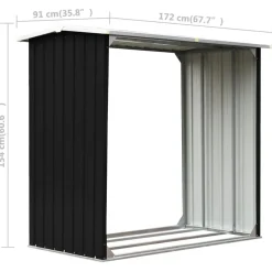 vidaXL brændeskur 172 x 91 x 154 cm galvaniseret stål antracitgrå