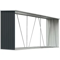 vidaXL brændeskur til haven 330x84x152 cm galvaniseret stål antracitgrå