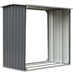 vidaXL brændeskur til haven galvaniseret stål 172 x 91 x 154 cm grå