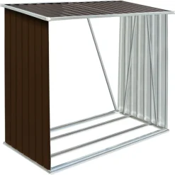 vidaXL brændeskur til haven 163x83x154 cm galvaniseret stål brun